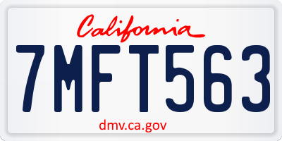 CA license plate 7MFT563