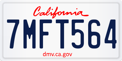 CA license plate 7MFT564