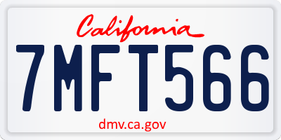 CA license plate 7MFT566