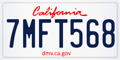 CA license plate 7MFT568