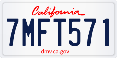 CA license plate 7MFT571