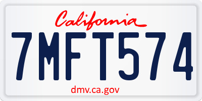 CA license plate 7MFT574
