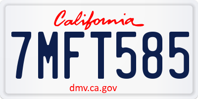 CA license plate 7MFT585