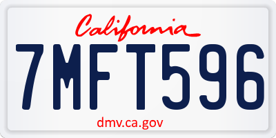 CA license plate 7MFT596