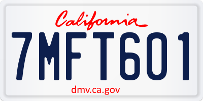 CA license plate 7MFT601