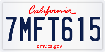 CA license plate 7MFT615