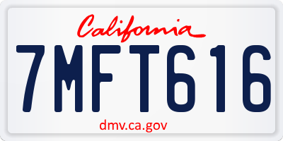 CA license plate 7MFT616