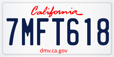 CA license plate 7MFT618