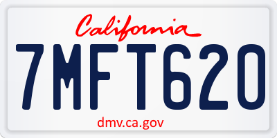 CA license plate 7MFT620