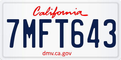 CA license plate 7MFT643