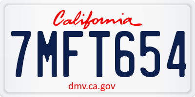 CA license plate 7MFT654
