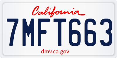 CA license plate 7MFT663