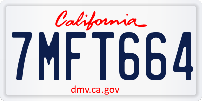 CA license plate 7MFT664