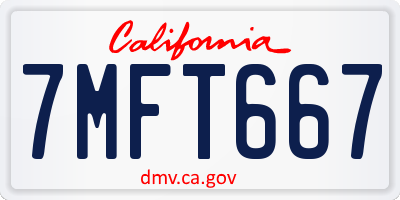 CA license plate 7MFT667