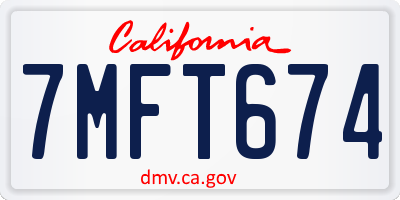 CA license plate 7MFT674