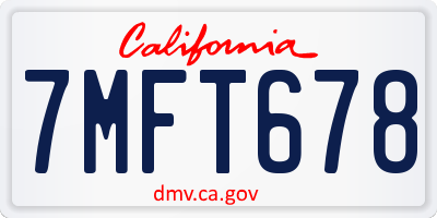 CA license plate 7MFT678