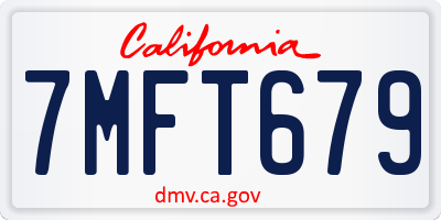 CA license plate 7MFT679