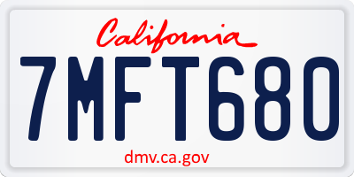 CA license plate 7MFT680