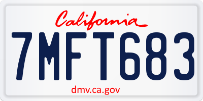 CA license plate 7MFT683