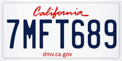 CA license plate 7MFT689