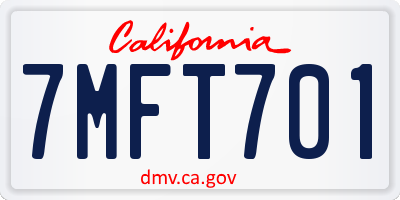 CA license plate 7MFT701