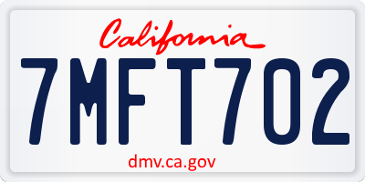 CA license plate 7MFT702