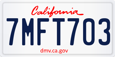 CA license plate 7MFT703