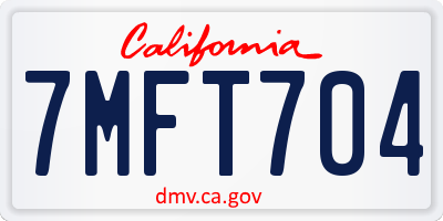 CA license plate 7MFT704