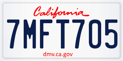 CA license plate 7MFT705
