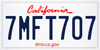 CA license plate 7MFT707
