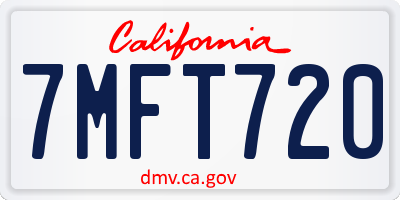 CA license plate 7MFT720