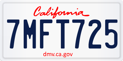 CA license plate 7MFT725