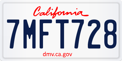 CA license plate 7MFT728