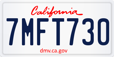 CA license plate 7MFT730