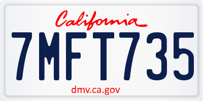 CA license plate 7MFT735