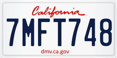 CA license plate 7MFT748