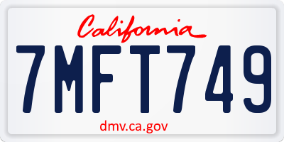 CA license plate 7MFT749