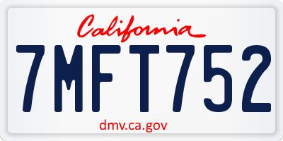 CA license plate 7MFT752