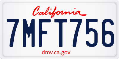 CA license plate 7MFT756