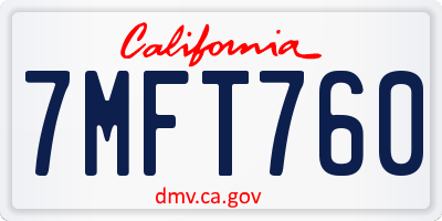 CA license plate 7MFT760