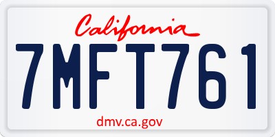 CA license plate 7MFT761