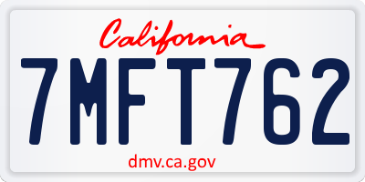 CA license plate 7MFT762