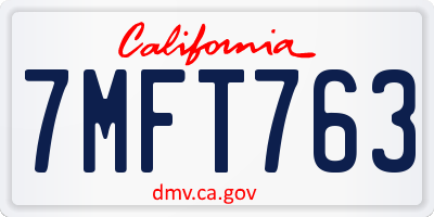 CA license plate 7MFT763