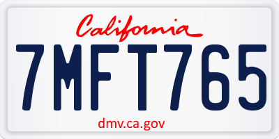 CA license plate 7MFT765