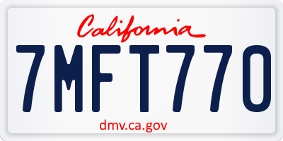 CA license plate 7MFT770