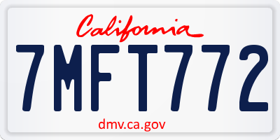 CA license plate 7MFT772