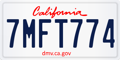 CA license plate 7MFT774