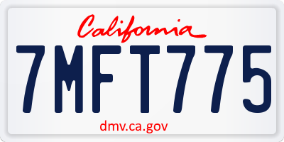 CA license plate 7MFT775