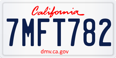 CA license plate 7MFT782