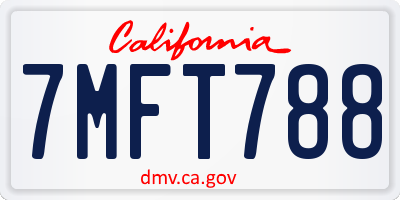 CA license plate 7MFT788